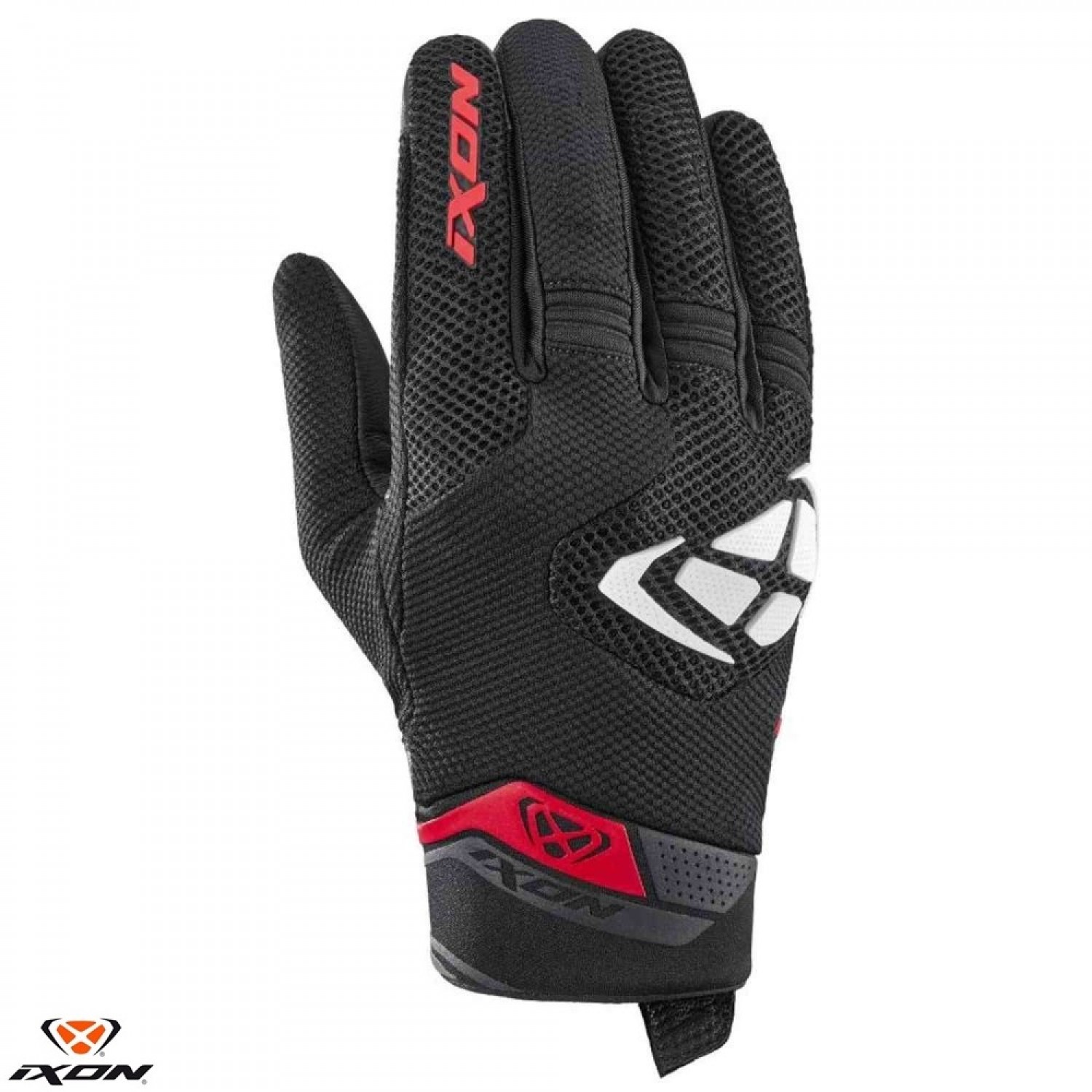 Manusi barbati Roadster vara textil/piele Ixon model MIG 2 Air Flow MS culoare: negru/alb/rosu – degete tactile
