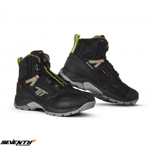 Ghete (cizme) moto Adventure (Touring) Unisex Seventy model SD-BA7 Stelvio culoare: negru/galben fluor
